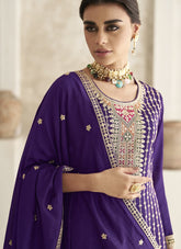 Lovely Silk Salwar Suit in Indigo Color